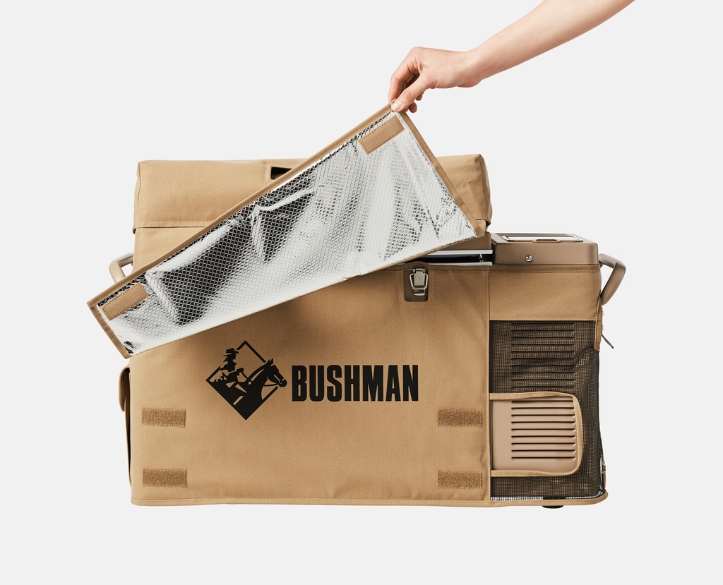 Bushman Fridge 35-52L front-view case and cover