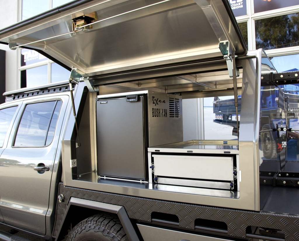 Bushman DC85-X Fridge Box mounted at the back of 4WD
