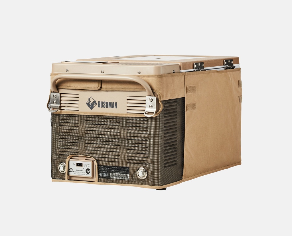 Left side view of Bushman Transit Cover with DC outlet